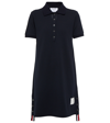Thom Browne Appliquéd Grosgrain-trimmed Cotton-piqué Mini Dress In Navy