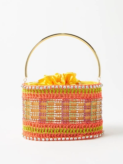 Rosantica Holli Crystal-embellished Crochet Handbag In Orange Multi