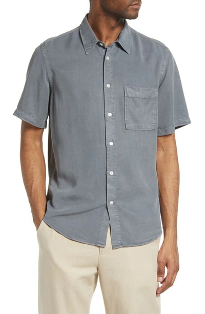 Nn07 Arne 5969 Short Sleeve Lyocell Button-up Shirt In Dust Blue