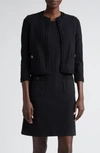 St John St. John Collection Embroidered Bouclé Knit Jacket In Black