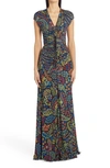 ETRO FLORAL PRINT RUCHED JERSEY MAXI DRESS