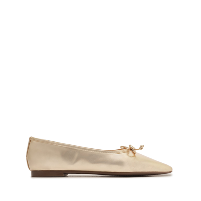 Schutz Arissa Metallic Leather Flat In Gold