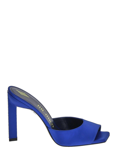 Attico Kaia Satin Mules In Blue