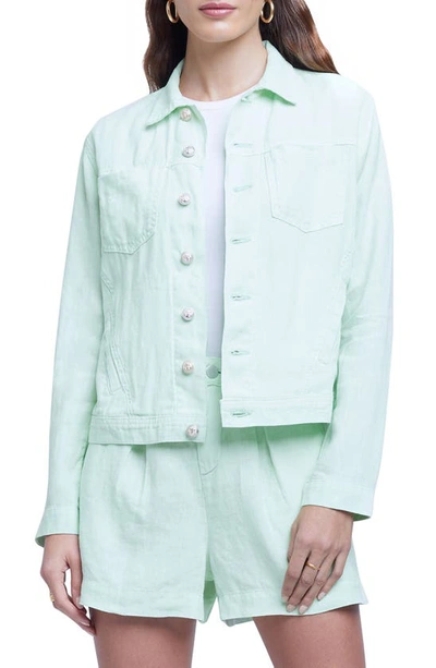 L Agence Celine Slim Linen Jacket In Soft Mint