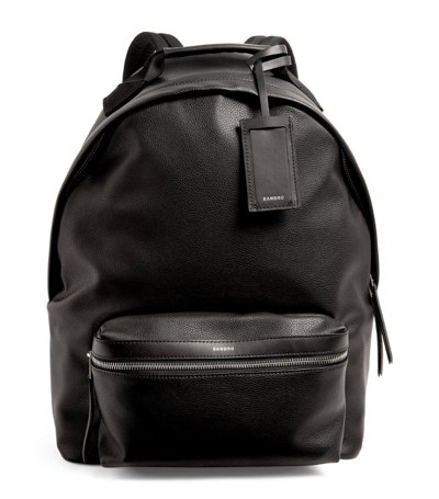 Sandro Logo-stamp Coated Recycled-canvas Backpack In Black