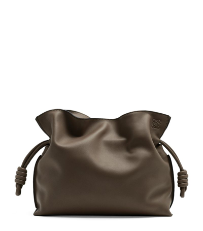 Loewe Leather Flamenco Clutch Bag In Brown