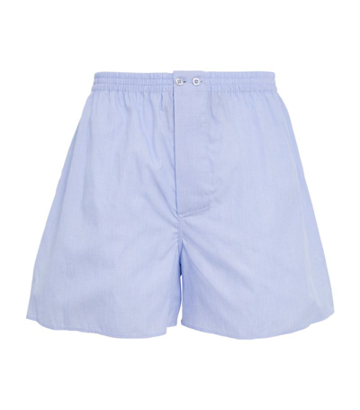 Zimmerli Cotton Woven Boxers In Blue