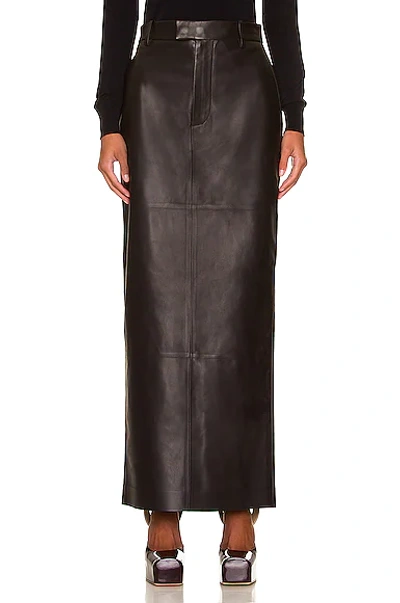 Bottega Veneta Darted Mid-rise Nappa Leather Maxi Skirt In Brown