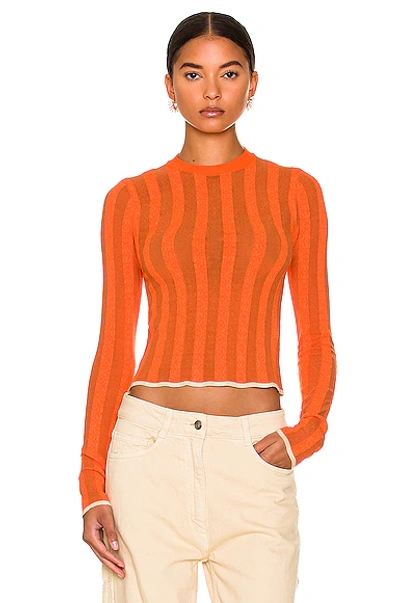 Loewe Striped Jacquard-logo Sweater In Orange