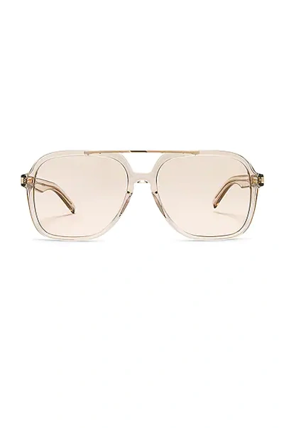 Saint Laurent Acetate Optical Eyeglasses In Transparent Cream & Light Gold
