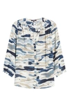 Nydj High/low Crepe Blouse In Park River Camo