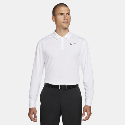 Nike Men's Dri-fit Victory Long-sleeve Golf Polo In White