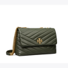 Tory Burch Kira Chevron Small Convertible Shoulder Bag In Sycamore / Rolled Gold