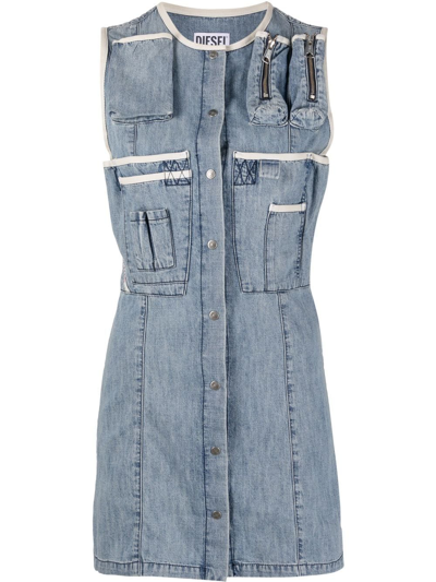 Diesel Cargo-pocket Denim Dress In Blau
