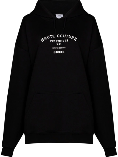 Vetements Haute Couture Logo Hoodie In Black | ModeSens