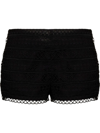 Charo Ruiz Black Ida Guipure Lace Cotton Shorts In Nero