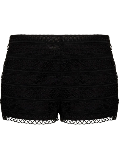 Charo Ruiz Black Ida Guipure Lace Cotton Shorts In Nero