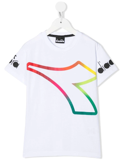 Diadora Junior Graphic-print Short-sleeve T-shirt In Weiss
