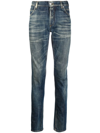 BALMAIN WHISKERING-EFFECT SLIM DENIM JEANS