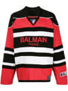 Balmain Men's B-sporty Bi-color Boxy Sweater In Black