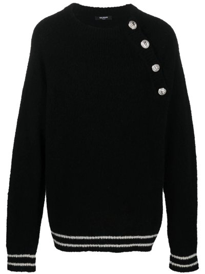Balmain Virgin Wool And Cashmere Pullover In Nero