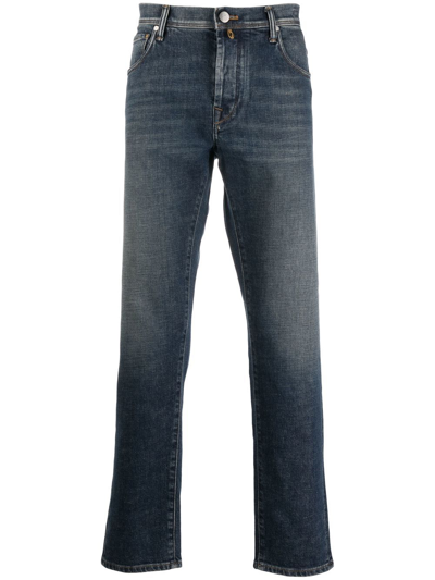 Incotex Low-rise Straight-leg Jeans In Blue