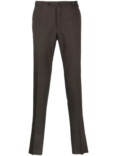 Pt Torino Tailored-cut Tapered Trousers In Braun