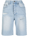 Ksubi Brooklyn Sense Ripped Denim Bermuda Shorts In Blue