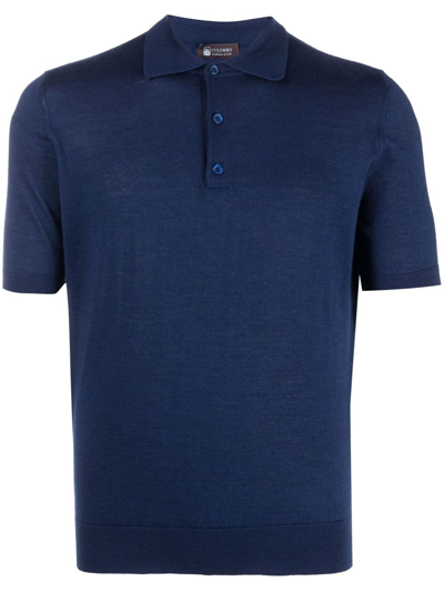 Colombo Knitted Polo Shirt In Blau