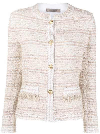 D-exterior Textured-finish Button-fastening Jacket In Gold