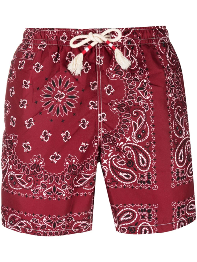 Mc2 Saint Barth Bandana-print Swim Shorts In Rot