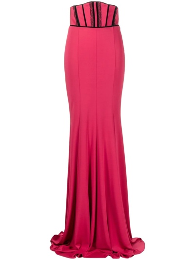 Zuhair Murad High-waisted Tuxedo Fishtail Skirt In Rot