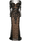 ZUHAIR MURAD SEQUINNED FLORAL-LACE GOWN