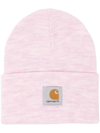 Carhartt Logo-patch Knitted Beanie In Pink