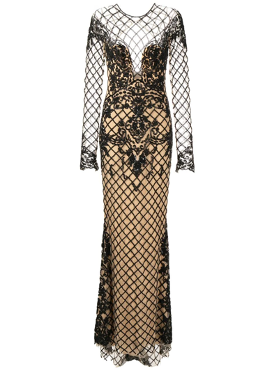 Zuhair Murad Bead-detail Cut-out Dress In Nude