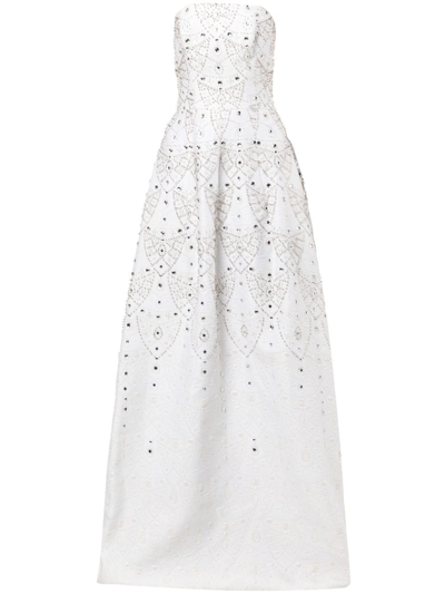 Isabel Sanchis Crystal-embellished Strapless Ball Gown In Weiss