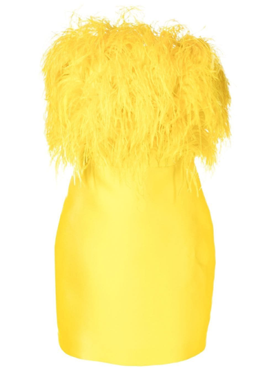 Isabel Sanchis Feather-trim Mini Dress In Gelb
