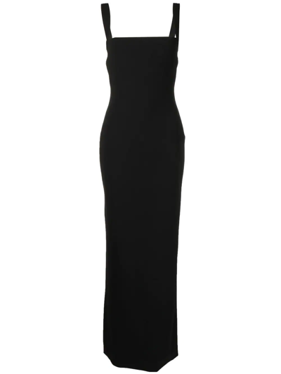 Solace London Black Square Neck Sleeveless Maxi Dress In Nero