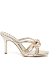 Loeffler Randall Metallic Bow Stiletto Slide Sandals In Gold