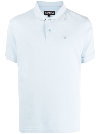 Barbour Embroidered-logo Short-sleeved Polo Shirt In Blau