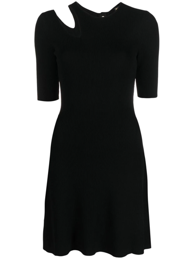 Maje Riviana Cut-out Stretch-knit Mini Dress In Black