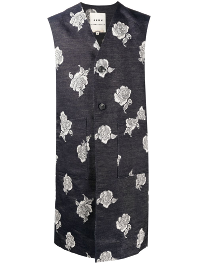 Onefifteen X Anowhereman Patterned Jacquard Waistcoat In Blue