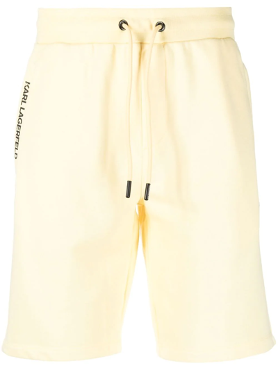 Karl Lagerfeld Logo-patch Jogger Shorts In Gelb