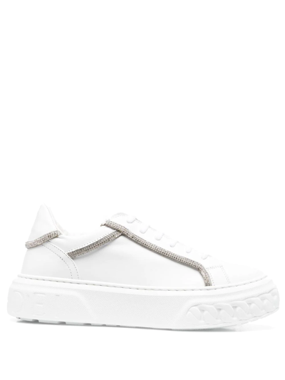 Casadei Off Road Crystal-detail Low-top Sneakers In White