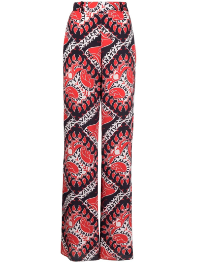 Valentino Archive Manifesto Straight-leg Trousers In Multicolor