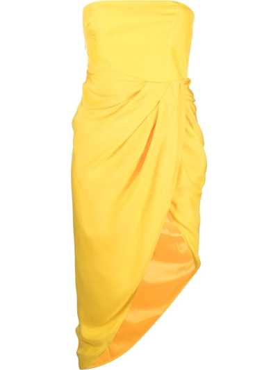 Gauge81 Women's Lica Strapless Draped Asymmetric Dress In Yellow