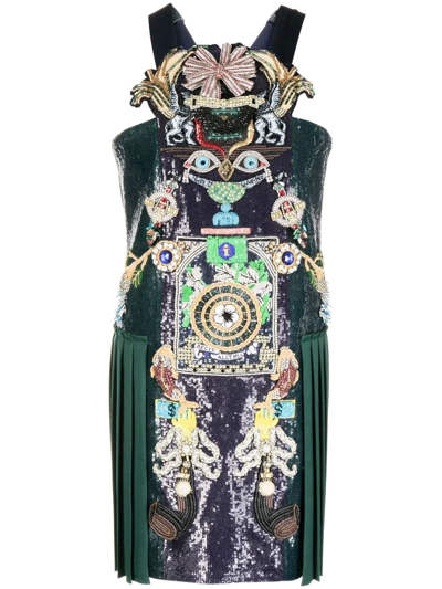 Mary Katrantzou Archival Robot Embellished Mini Dress In Grün