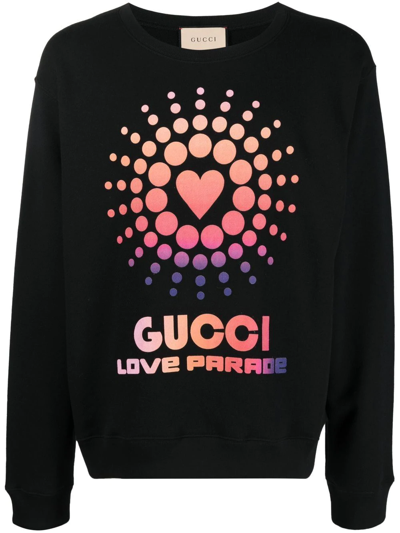 Gucci Logo-print Cotton Sweatshirt In Black