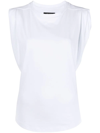 ISABEL MARANT RUCHED-SLEEVE COTTON T-SHIRT