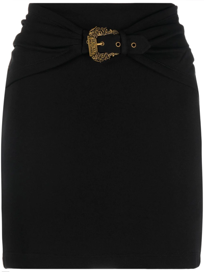 Versace Jeans Couture Mini Pencil Skirt With Belted Waist In Black